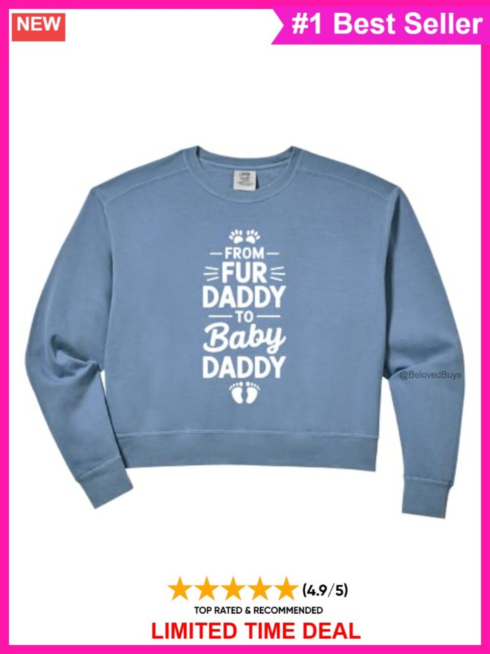 Cotton Blend Fur Daddy Pet Owner Crop Sweatshirt Fathers Day Gift